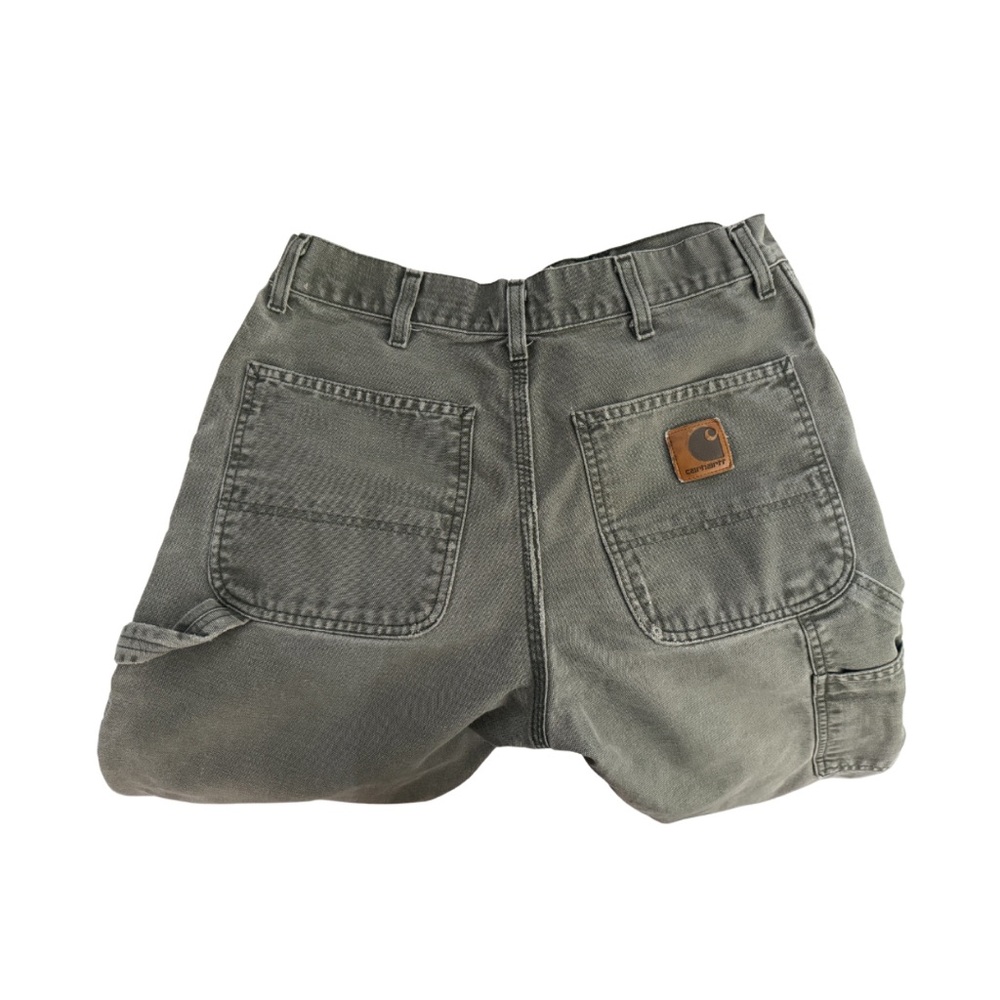 Carhartt Distressed Carpenter Pants Olive Green Workwear Jeans